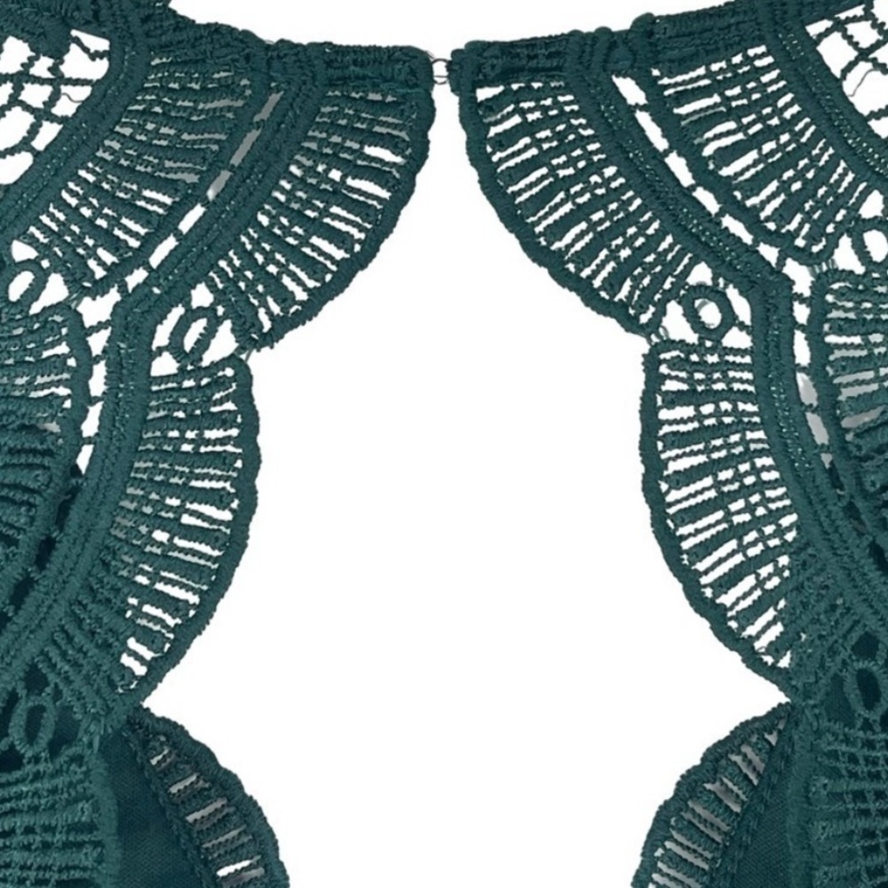 Lulu's Awaken My Love Forest Green Long Sleeve Lace Maxi Dress Size MED NWT - Picture 3 of 8